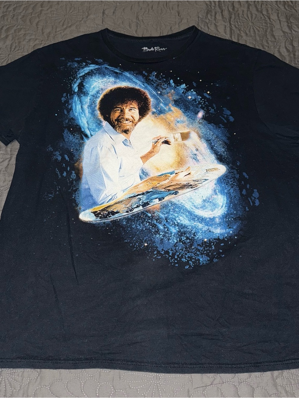 Bob Ross Mens T Shirt XLarge Short Sleeve Crewneck Artist Painting Space Black